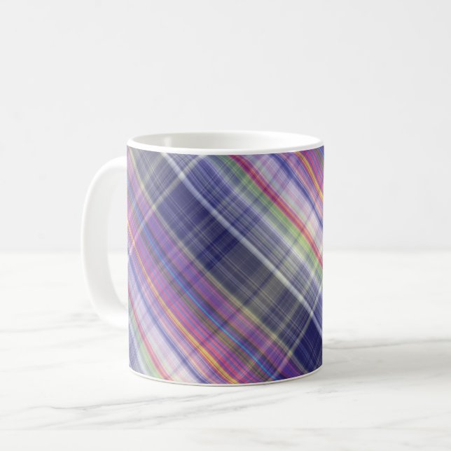 Taza De Café Patrón De Tartán Morado Tan Moderno. (Anverso izquierdo)