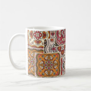 Taza De Café patrón de tejido de retazos vintage. Decoración de