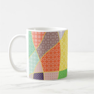 Taza De Café Patrón de tejido de retazos vintage. Decoración de