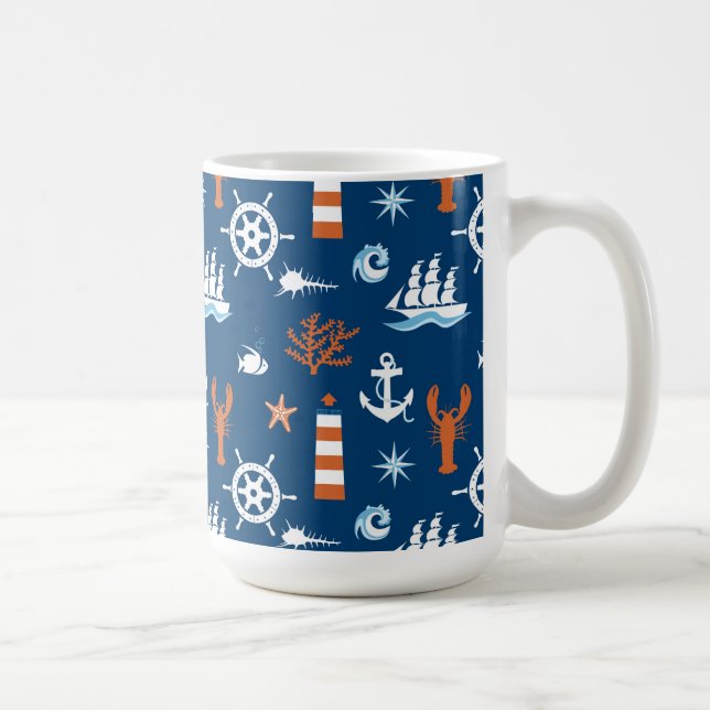 Taza De Café Patrón de tema del mar 1 (Derecha)