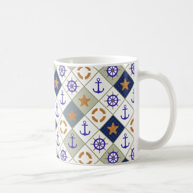 Taza De Café Patrón de tema marino 2 (Derecha)