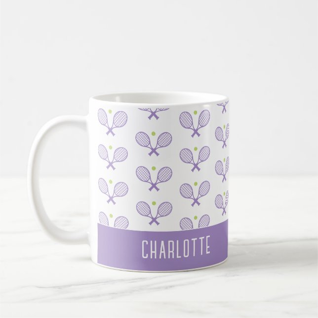 Taza De Café Patrón de tenis Personalizado Nombre personalizado (Izquierda)