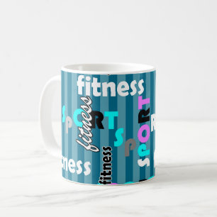 Taza De Café patrón de texto brillante de deporte fitness para