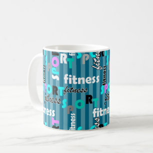 Taza De Café patrón de texto brillante de deporte fitness para