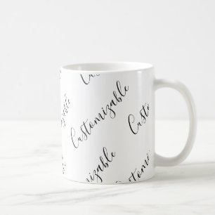 Taza De Café Patrón de texto Scrip moderno editable   Blanco y