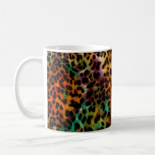 Taza De Café patrón de textura de leopardo colorido abstracto