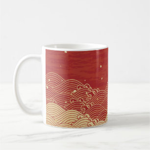 Taza De Café Patrón de textura de papel de onda dorada