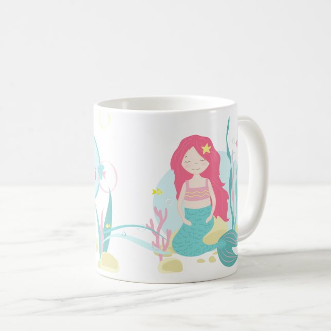 Taza De Café Patrón de tinta y menta de la sirena (Anverso derecho)