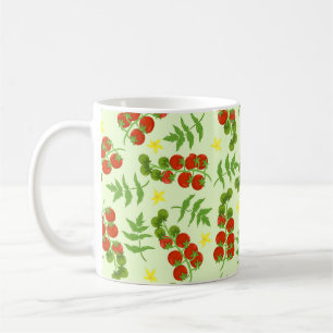 Taza De Café Patrón de tomate sin foco. Impresión vegetal. Vint