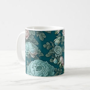 Taza De Café Patrón de tonos azules en un fondo verde