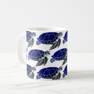 Taza De Café Patrón de tortugas de mar azul