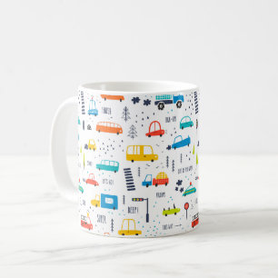 Taza De Café Patrón de tráfico de coches de colores reducidos