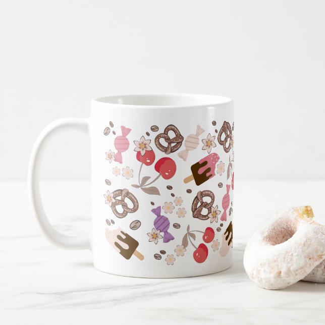 Taza De Café Patrón de tratamientos dulces y salados (Con donut)