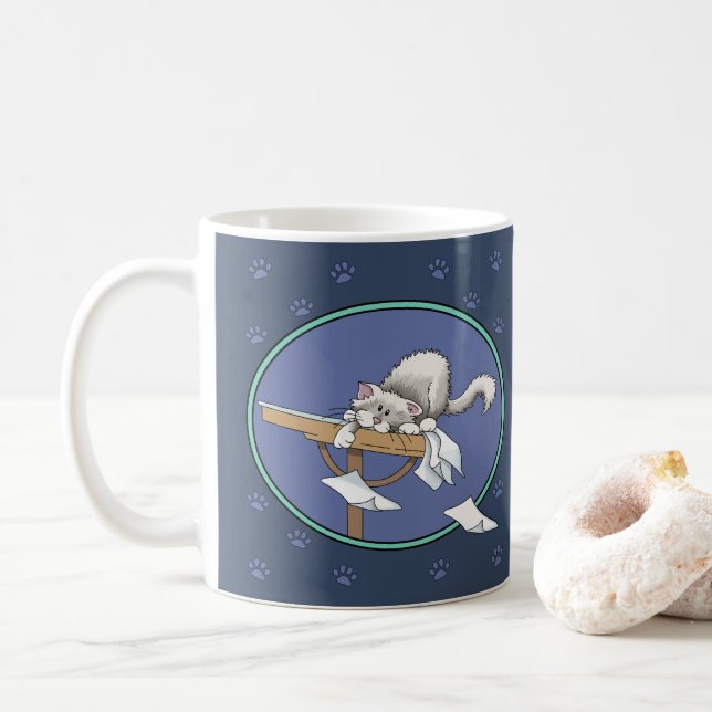 Taza De Café Patrón de travesía de gatos (Con donut)