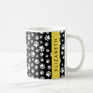 Taza De Café Patrón de traza, garras de perro, negro y blanco,