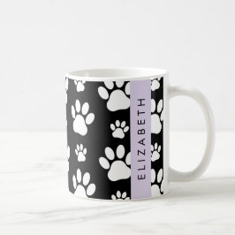 Taza De Café Patrón de traza, garras de perro, negro y blanco,