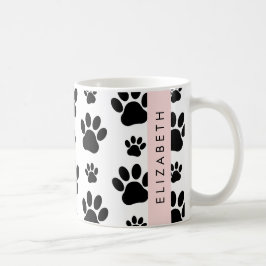 Taza De Café Patrón de traza, garras de perro, negro y blanco,