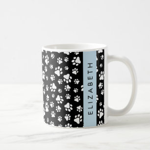 Taza De Café Patrón de traza, garras de perro, negro y blanco,