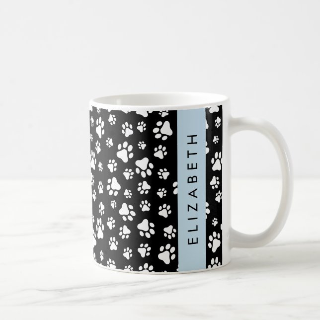 Taza De Café Patrón de traza, garras de perro, negro y blanco,  (Derecha)