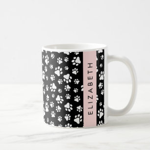 Taza De Café Patrón de traza, garras de perro, negro y blanco,