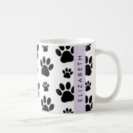 Taza De Café Patrón de traza, garras de perro, negro y blanco, 