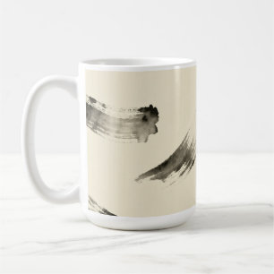 Taza De Café Patrón de trazos de carbón   Abstracto beige minim