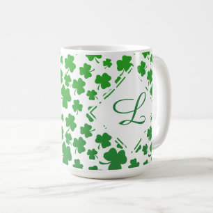 Taza De Café Patrón de trébol de 3 hojas Ombre Verde