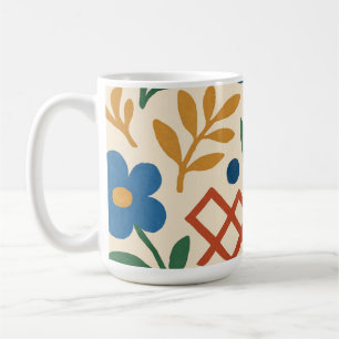 Taza De Café Patrón de trébol floral de país retro