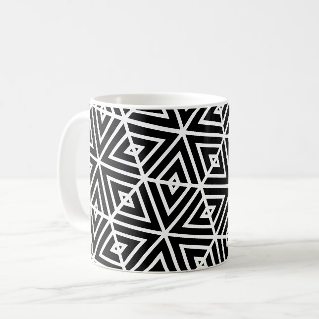 Taza De Café Patrón de triángulos de abeja de hexágono blanco n (Anverso izquierdo)