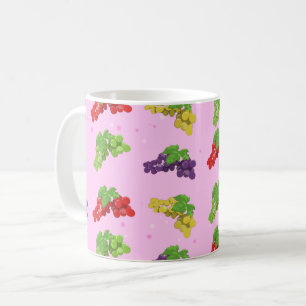 Taza De Café Patrón de uva colorido sobre fondo rosa 