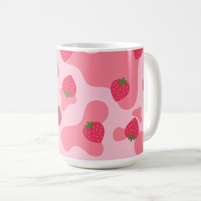 Taza De Café Patrón de vaca de fresa de Kawaii (Anverso derecho)