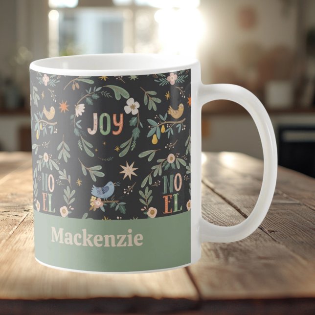 Taza De Café Patrón de vacaciones de 12 días de Navidades (12 Days of Christmas Holiday Pattern Coffee Mug by Ricaso. Add your name to this great mug)