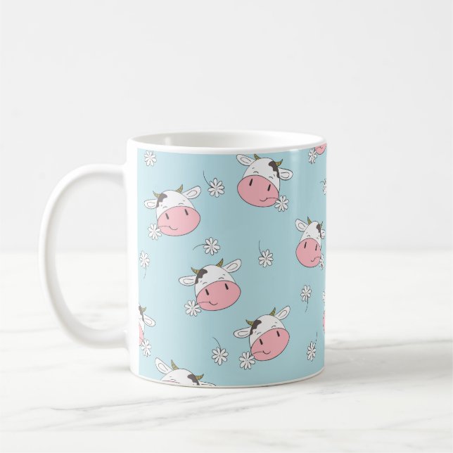 Taza De Café Patrón de vacas sin costura. Tronco infantil vinta (Izquierda)