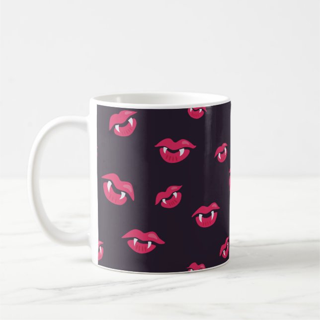 Taza De Café Patrón De Vampiros Y Fangs (Izquierda)