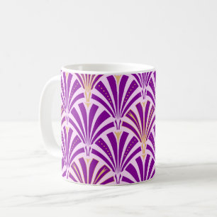Taza De Café Patrón de ventilador Art Deco - púrpura y orquídea