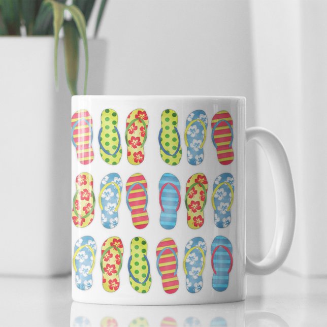 Taza De Café Patrón de verano colorido (Trendy Flip Flops pattern coffee mug)