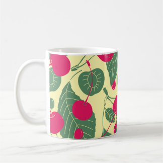 Taza De Café Patrón de verano de color brillante con cerezas. I