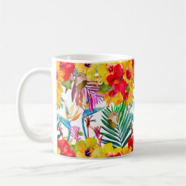 Taza De Café Patrón de verano de Hibiscus Tropical