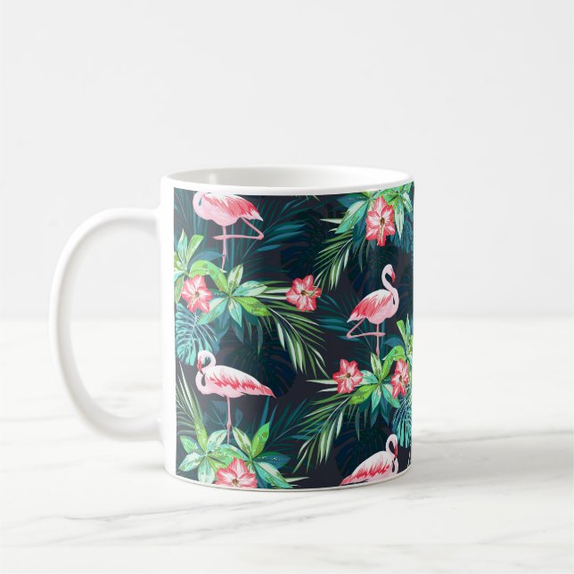 Taza De Café Patrón de verano tropical sin soldadura con flamin (Izquierda)