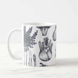 Taza De Café Patrón de verduras frescas sin soldadura. Broccoli