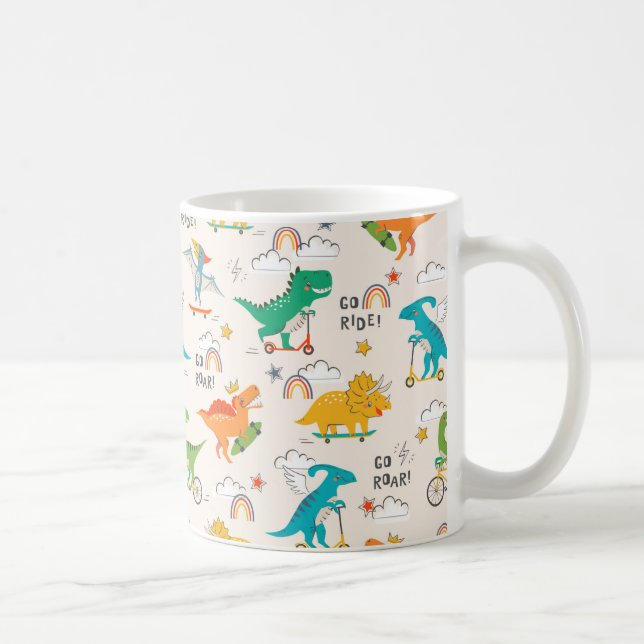 Taza De Café Patrón de viaje de dinosaurios para niños (Derecha)