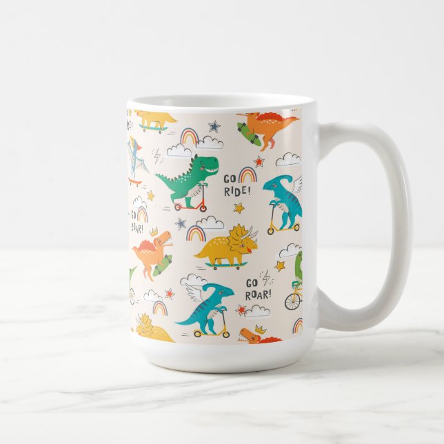 Taza De Café Patrón de viaje de dinosaurios para niños (Derecha)