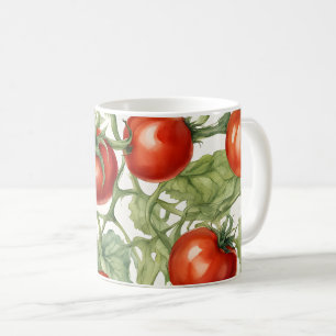Taza De Café Patrón de vid de tomate acuarela Jardín Botánico