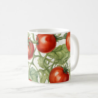 Taza De Café Patrón de vid de tomate acuarela | Jardín Botánico