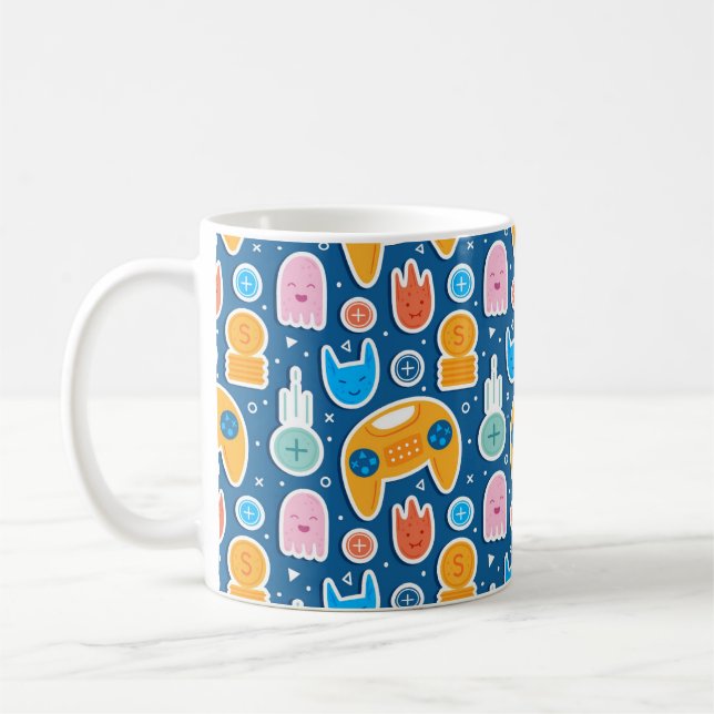 Taza De Café Patrón de videojuegos azul para niños (Izquierda)