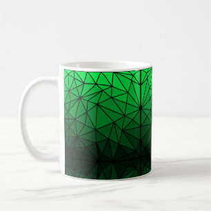 Taza De Café Patrón de vidrio manchado 02.Green.Black Line BG