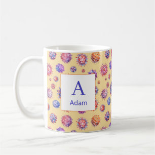 Taza De Café Patrón de virus de monograma amarillo