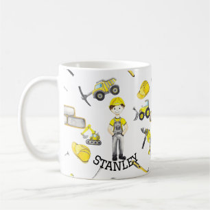 Taza De Café Patrón de volcado de camiones de construcción de c
