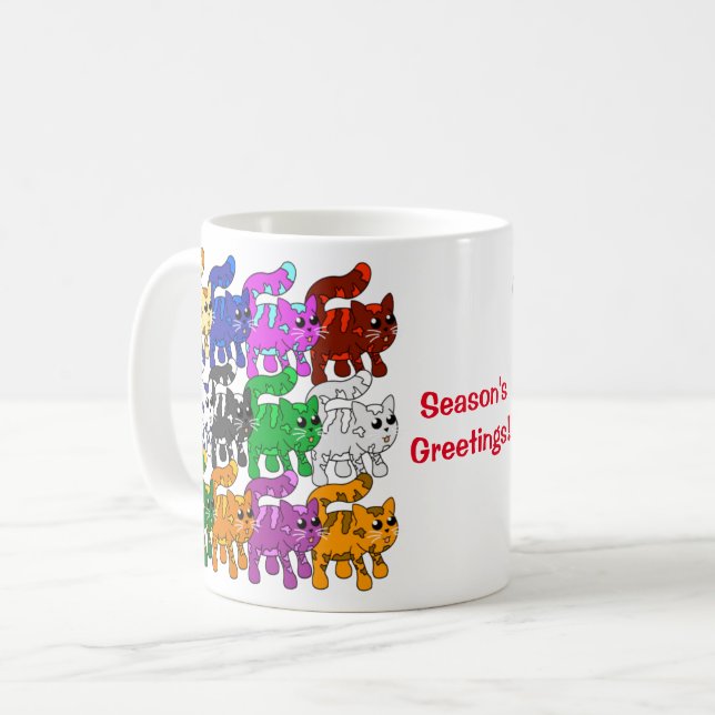 Taza De Café Patrón De Xmas Cuadros Gatito (Anverso izquierdo)