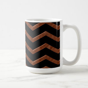Taza De Café Patrón de Zig Zag de Bronce Metálico